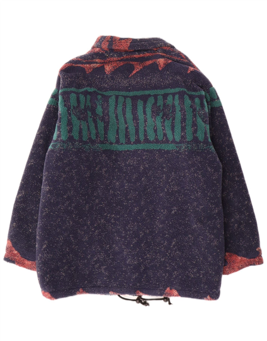 Vintage Mens Fleece Jacket UK 38 Medium Navy Blue Striped