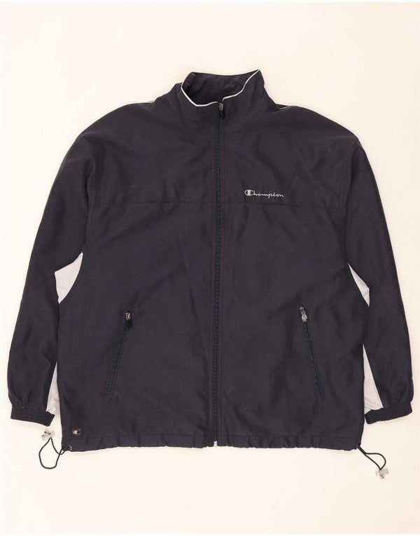 Champion Mens Tracksuit Top Jacket Large Navy Blue Colourblock Polyester