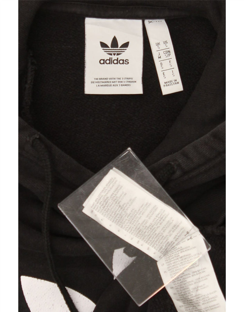 ADIDAS Mens Graphic Hoodie Jumper Small Black Cotton Vintage Adidas and Second-Hand Adidas from Messina Hembry 
