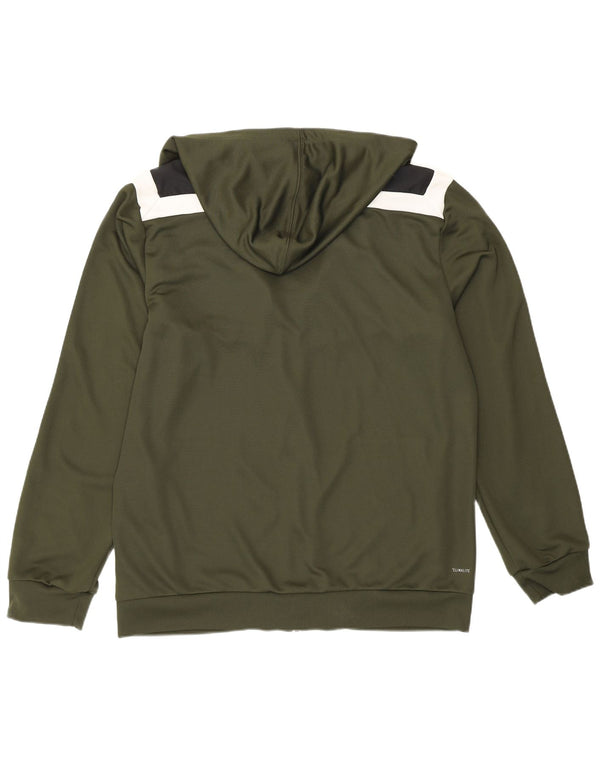 Adidas Mens Climalite Hooded Tracksuit Top Jacket Large Khaki Colourblock