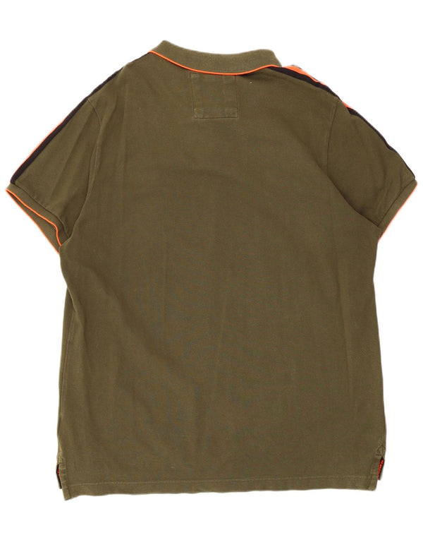 Superdry Mens Graphic Polo Shirt 3XL Khaki Cotton