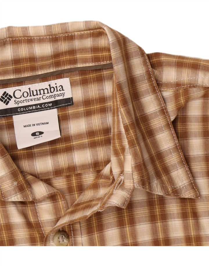 Columbia Mens Shirt Small Brown Check Cotton