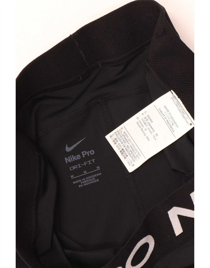 Nike Womens Dri Fit Graphic Capri Leggings UK 14 Medium Black Polyester