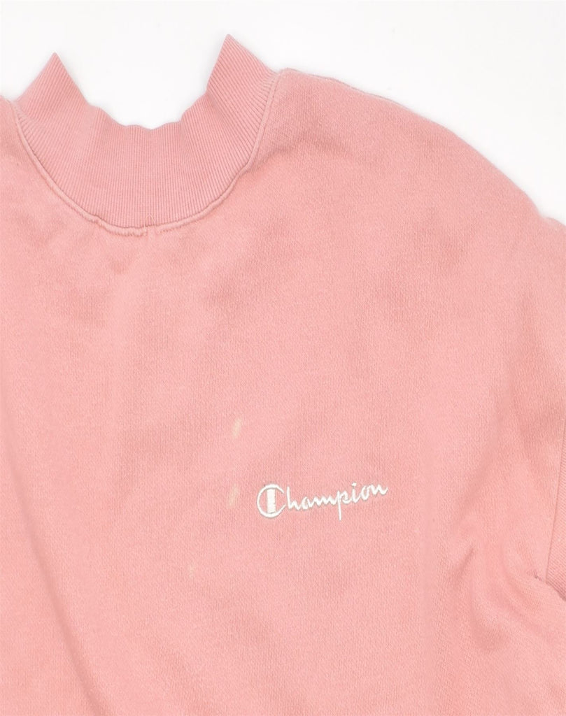 CHAMPION Womens Oversized Sweatshirt Jumper UK 16 Large Pink Cotton | Vintage | Thrift | Second-Hand | Used Clothing | Messina Hembry 