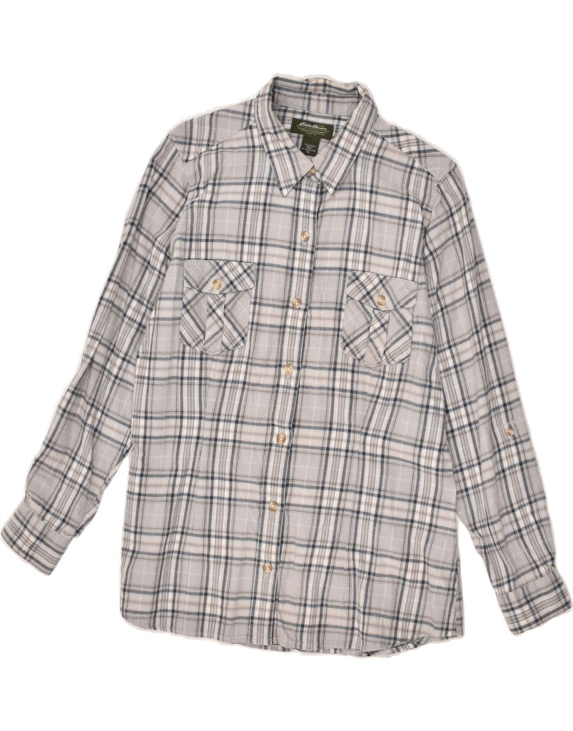 EDDIE BAUER Womens Shirt UK 18 XL Grey Plaid Cotton | Vintage Eddie Bauer | Thrift | Second-Hand Eddie Bauer | Used Clothing | Messina Hembry 