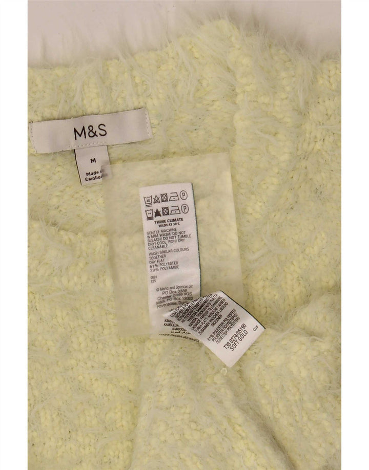 Marks & Spencer Womens Crew Neck Jumper Sweater UK 12 Medium Yellow Flecked