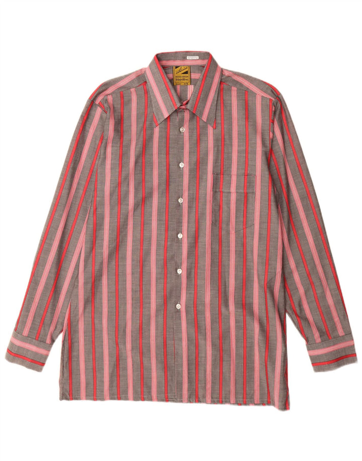 Bugelfrei Mens Shirt Size 40 Medium Grey Striped Cotton