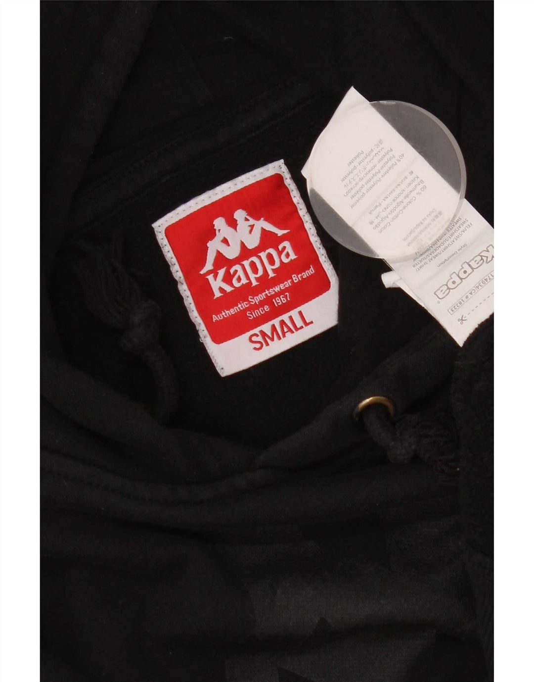 Kappa Mens Graphic Hoodie Jumper Small Black Cotton