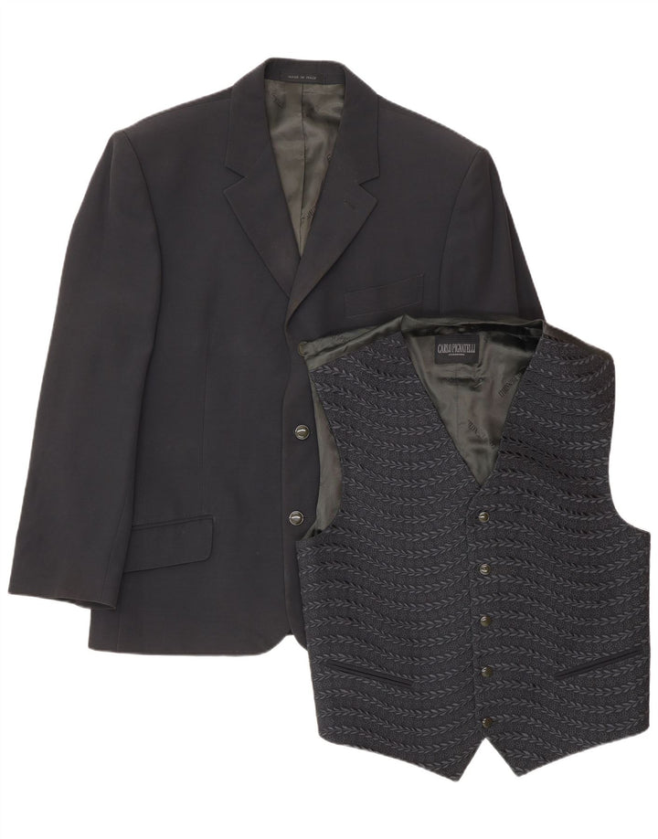 Carlo Pignatelli Mens 3 Button 2 Piece Set IT 52 XL Navy Blue Acetate