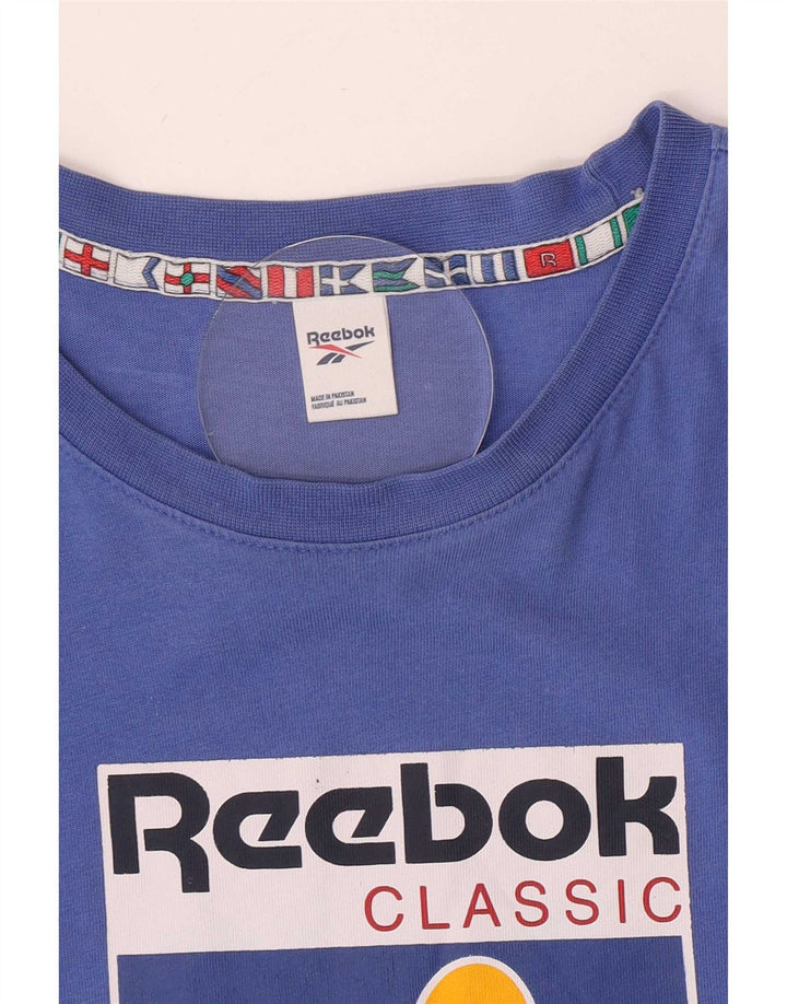 Reebok Mens Graphic T-Shirt Top Medium Blue Cotton