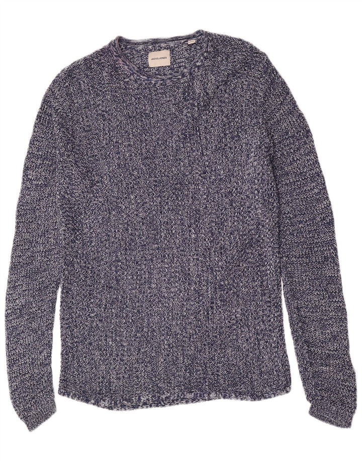 Jack & Jones Mens Crew Neck Jumper Sweater Medium Navy Blue Cotton