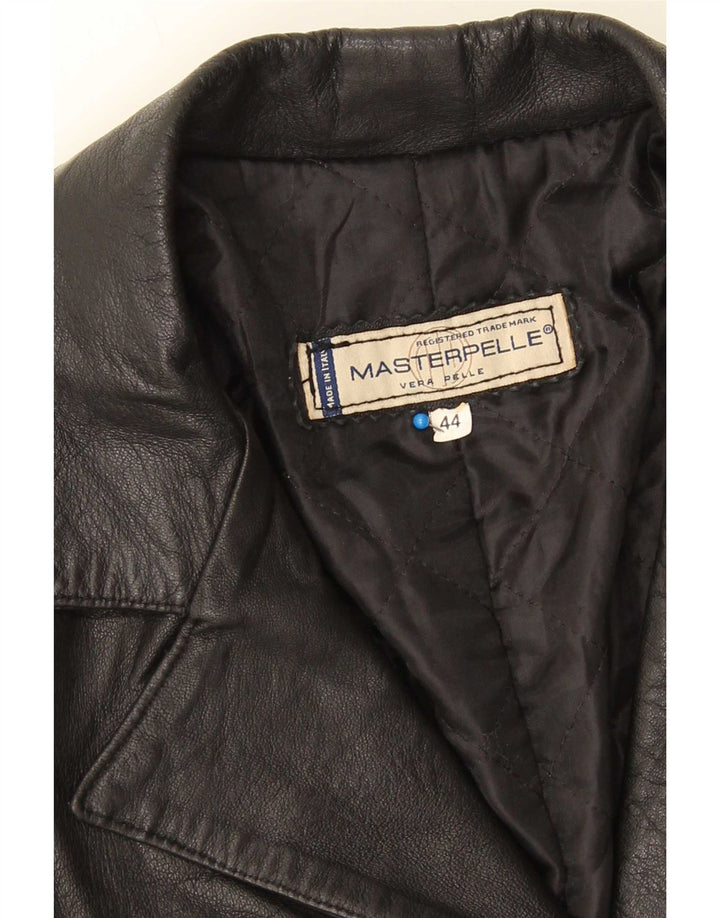 Masterpelle Womens Leather Coat IT 44 Medium Black