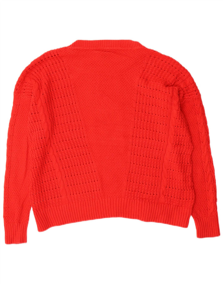 Tommy Hilfiger Womens Boat Neck Jumper Sweater UK 14 Medium Red Cotton