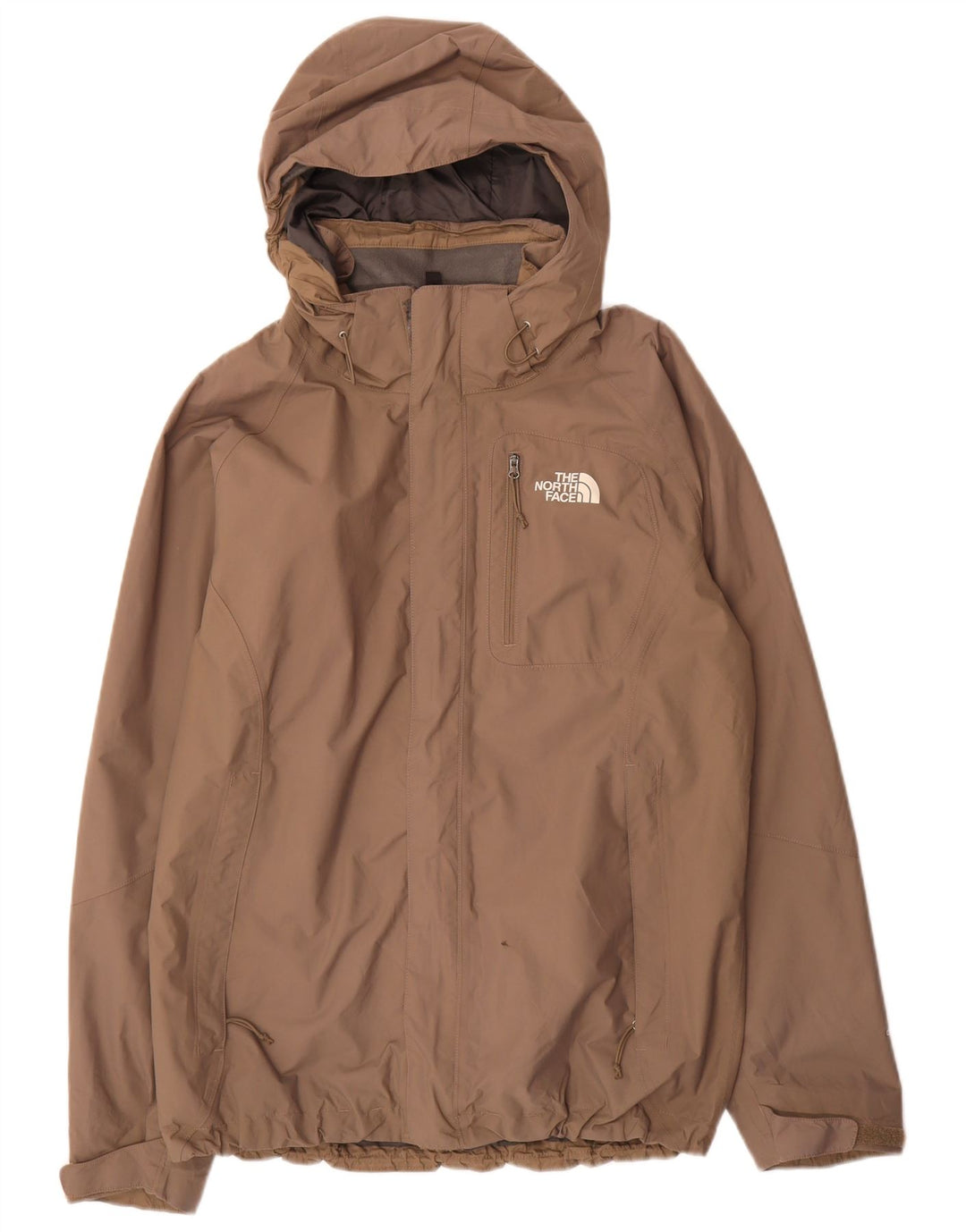 The North Face Mens Hooded Rain Jacket UK 38 Medium Beige Nylon