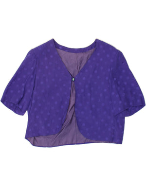 VINTAGE Womens Button Crop Bolero Jacket UK 14 Large Purple
