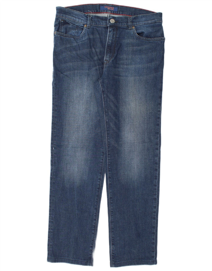 Trussardi Mens Straight Jeans W35 L31 Blue Cotton