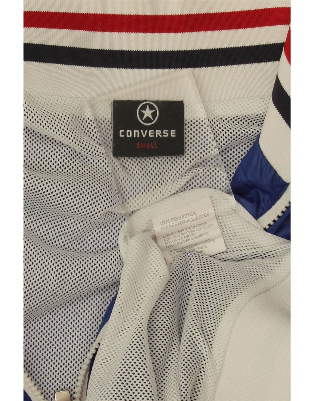 Converse Mens Tracksuit Top Jacket Small Blue Colourblock Polyester