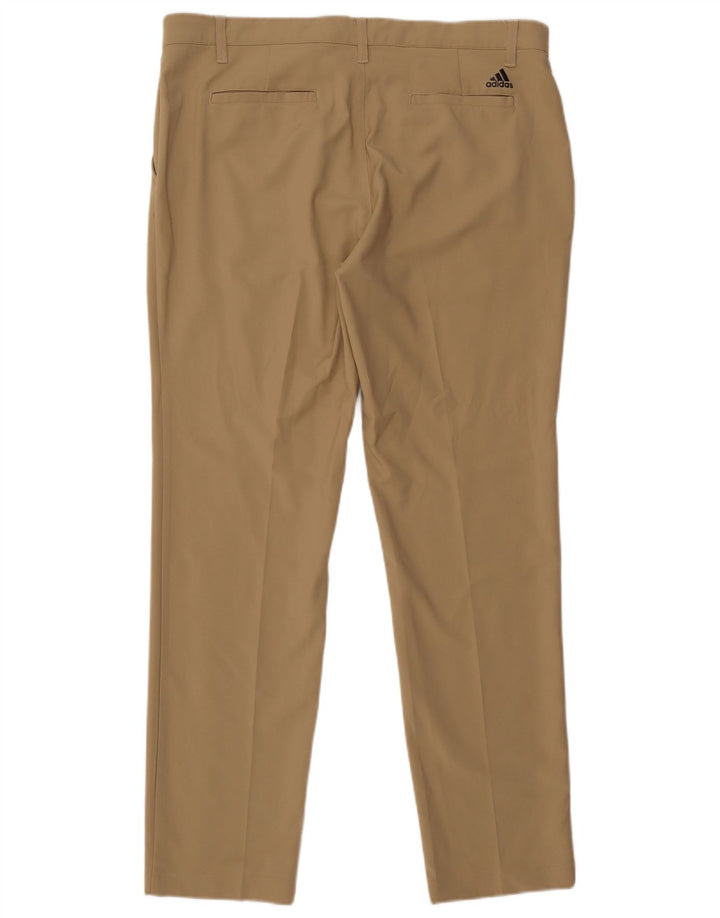 Adidas Mens Straight Chino Trousers W36 L32 Beige Polyester