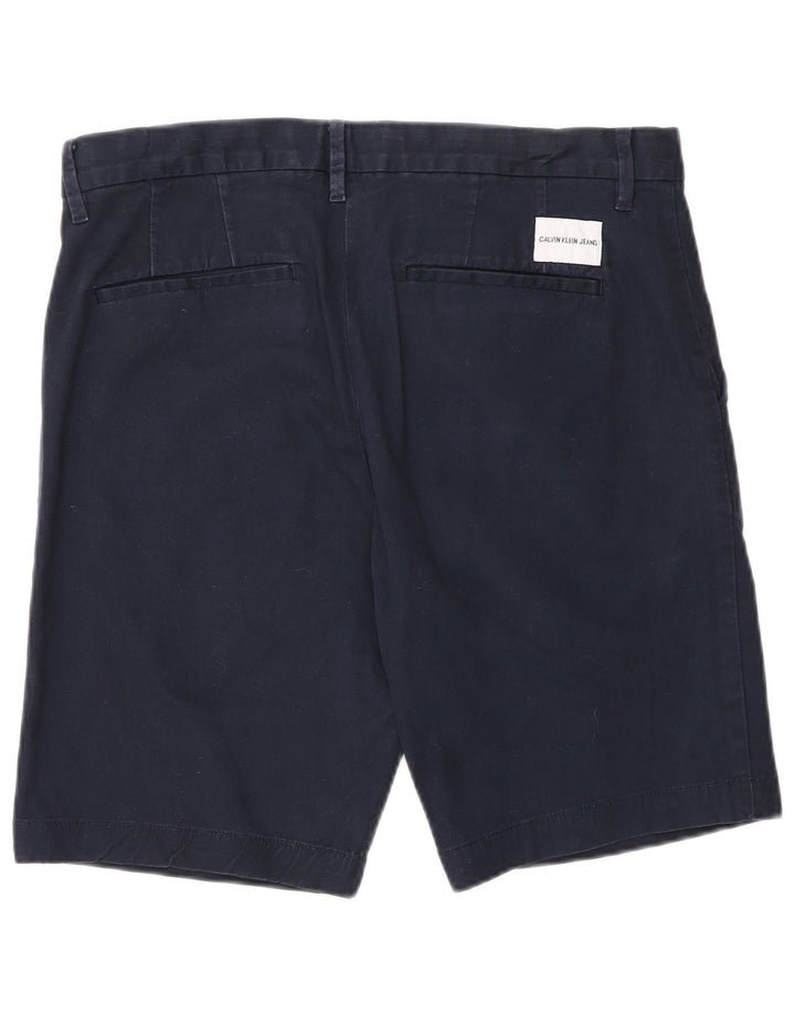 Calvin Klein Mens Chino Shorts W32 Medium Navy Blue Cotton