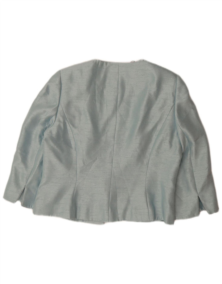 JACQUES VERT Womens 3/4 Sleeve 1 Button Blazer Jacket UK 14 Large  Blue