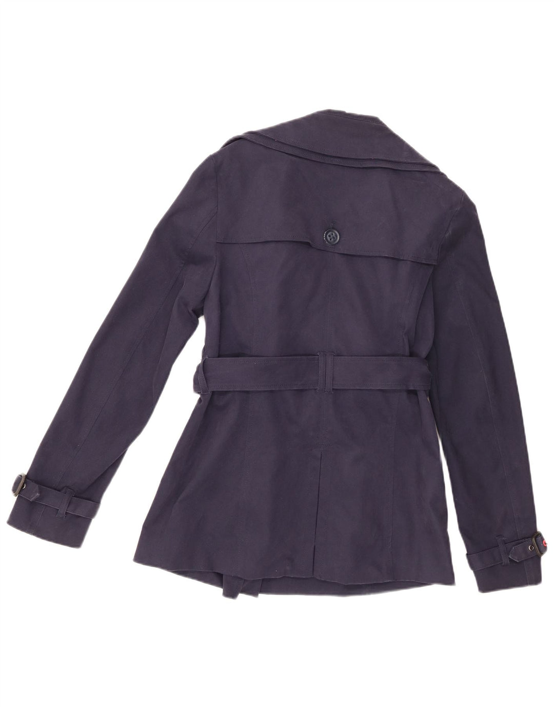 Superdry Womens Trench Coat UK 14 Medium Navy Blue Cotton