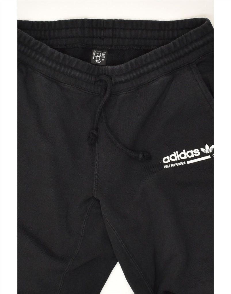 ADIDAS Womens Tracksuit Trousers Joggers UK 14 Medium Black Cotton | Vintage Adidas | Thrift | Second-Hand Adidas | Used Clothing | Messina Hembry 