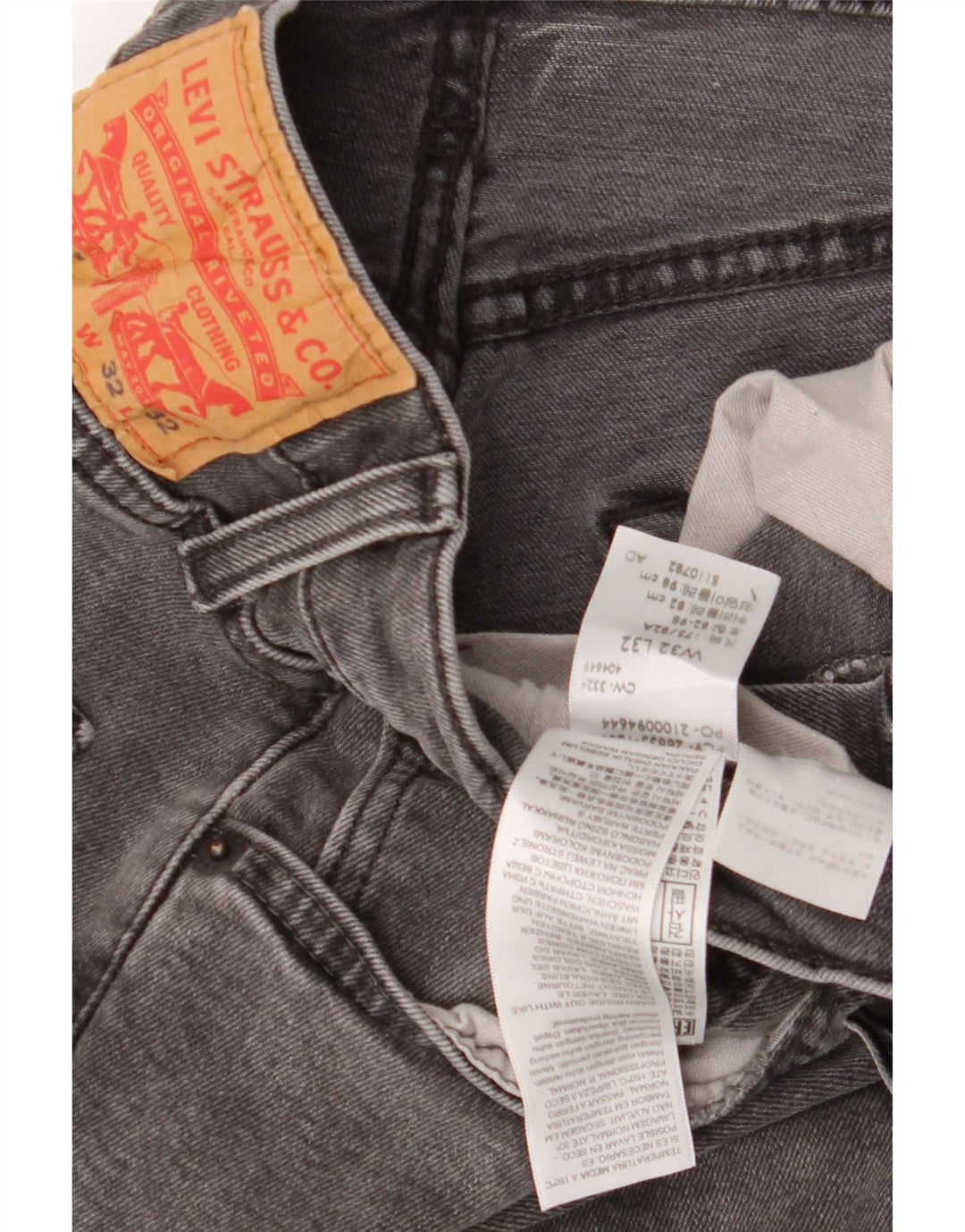 Levi's Mens 512 Slim Tapered Jeans W32 L32 Grey Cotton