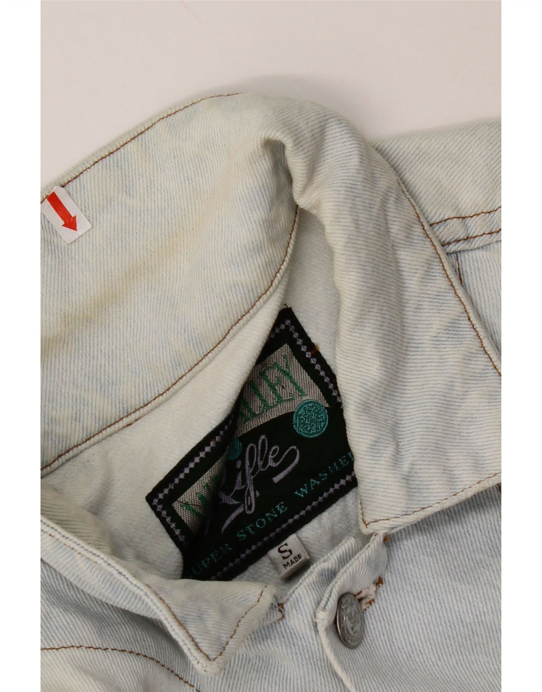 RIFLE Womens Crop Oversized Denim Jacket UK 10 Small Blue Cotton