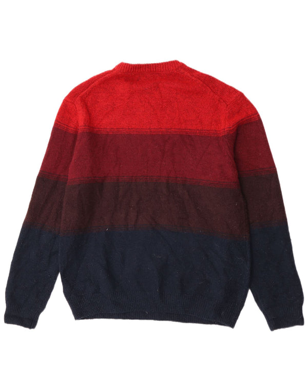 Marks & Spencer Mens Crew Neck Jumper Sweater Large Burgundy Striped