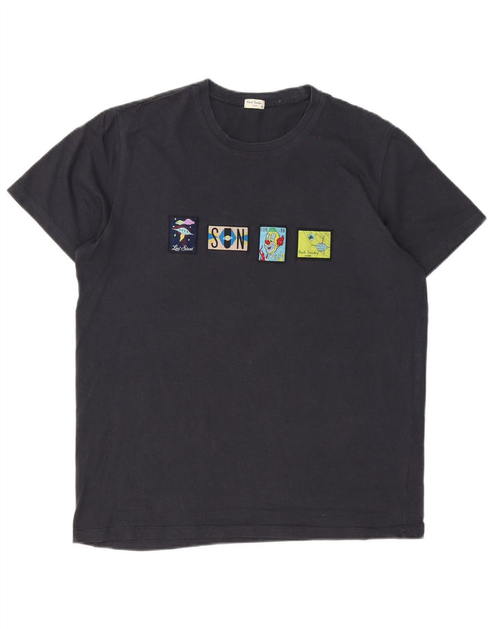 Paul Smith Mens Graphic T-Shirt Top Medium Grey Cotton