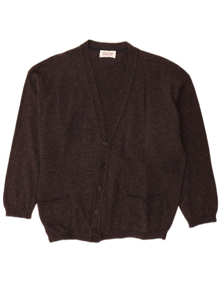 Benetton Mens Cardigan Sweater Medium Grey Flecked Virgin Wool