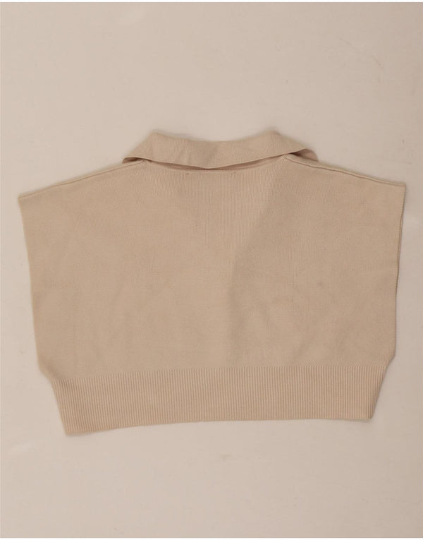 Zara Womens Crop Sleeveless Polo Shirt UK 10 Small Beige