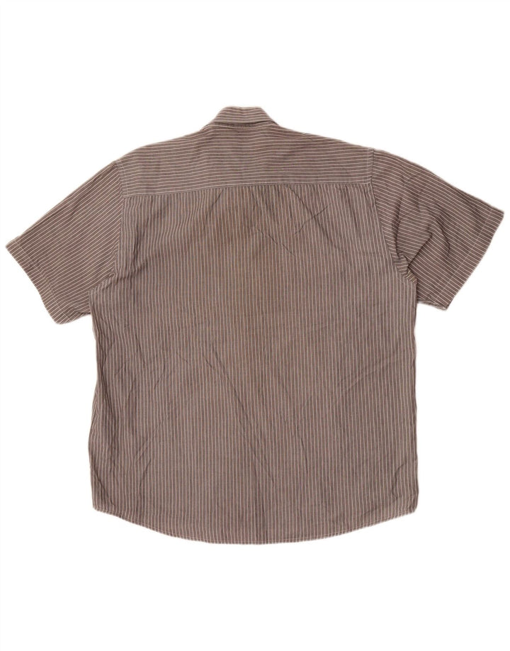 Pierre Cardin Mens Regular Fit Short Sleeve Shirt XL Grey Striped Polyester