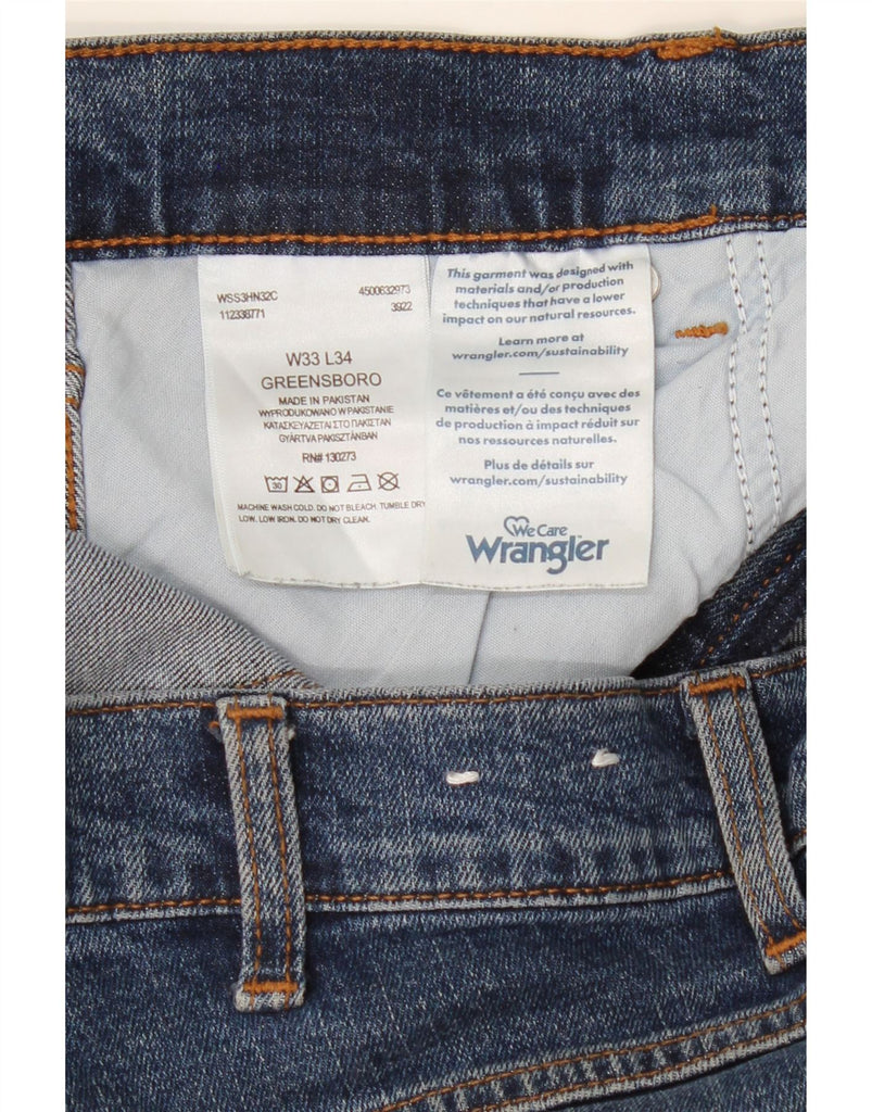 WRANGLER Mens Greensboro Slim Jeans W33 L34 Navy Blue Cotton Vintage Wrangler and Second-Hand Wrangler from Messina Hembry 