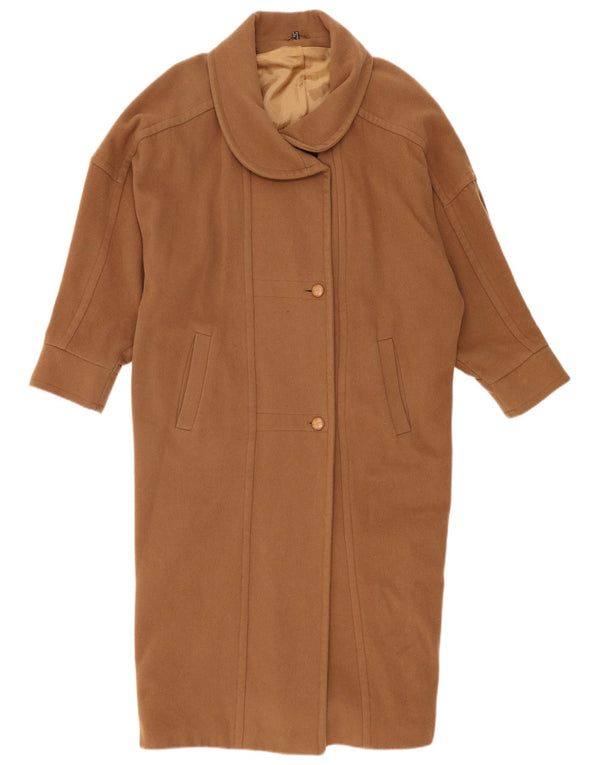 Vintage Womens Oversized Overcoat UK 14 Large Brown Wool