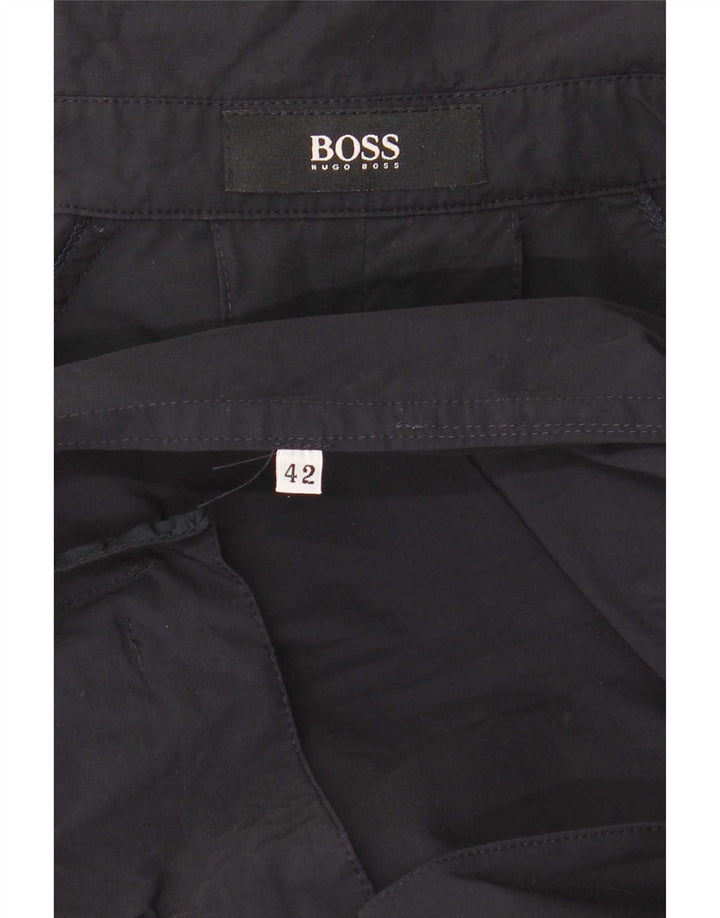 Hugo Boss Womens Double Breasted Trench Coat EU 42 Large Navy Blue