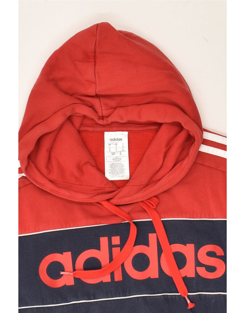 ADIDAS Mens Graphic Hoodie Jumper Small Red Colourblock Cotton | Vintage Adidas | Thrift | Second-Hand Adidas | Used Clothing | Messina Hembry 