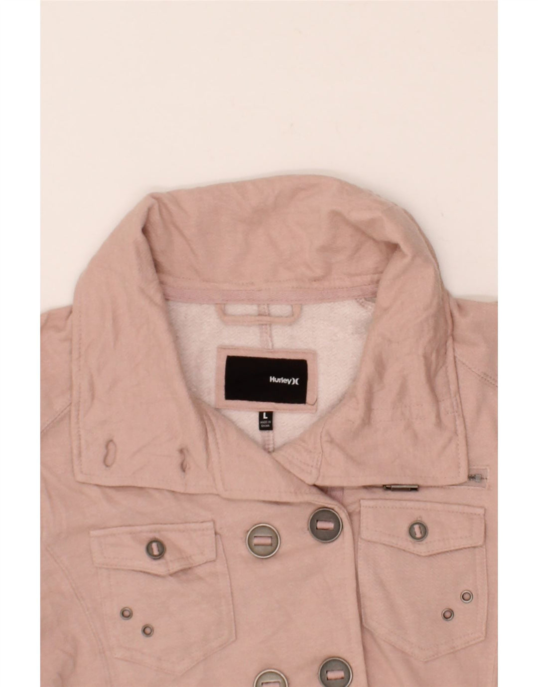HURLEY Womens Utility Jacket UK 16 Large Pink Cotton Vintage Hurley and Second-Hand Hurley from Messina Hembry 