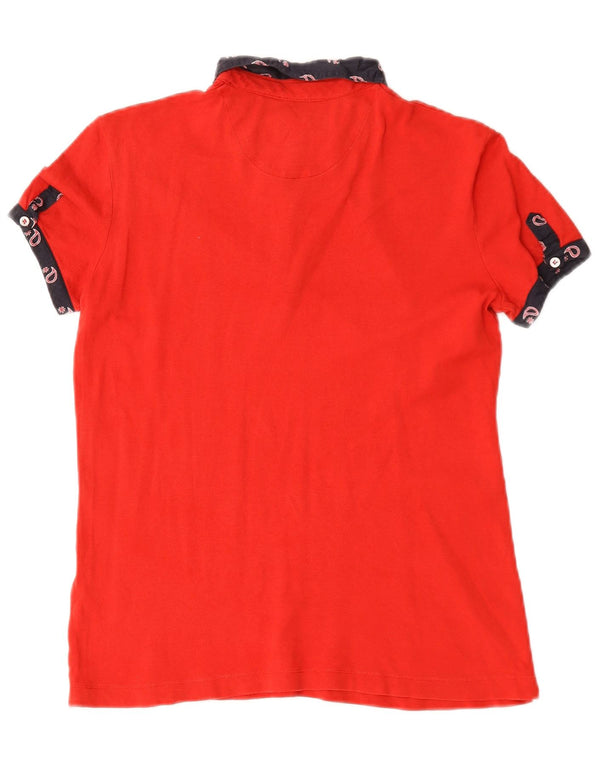 Harmont & Blaine Womens Polo Shirt UK 12 Medium Red Paisley