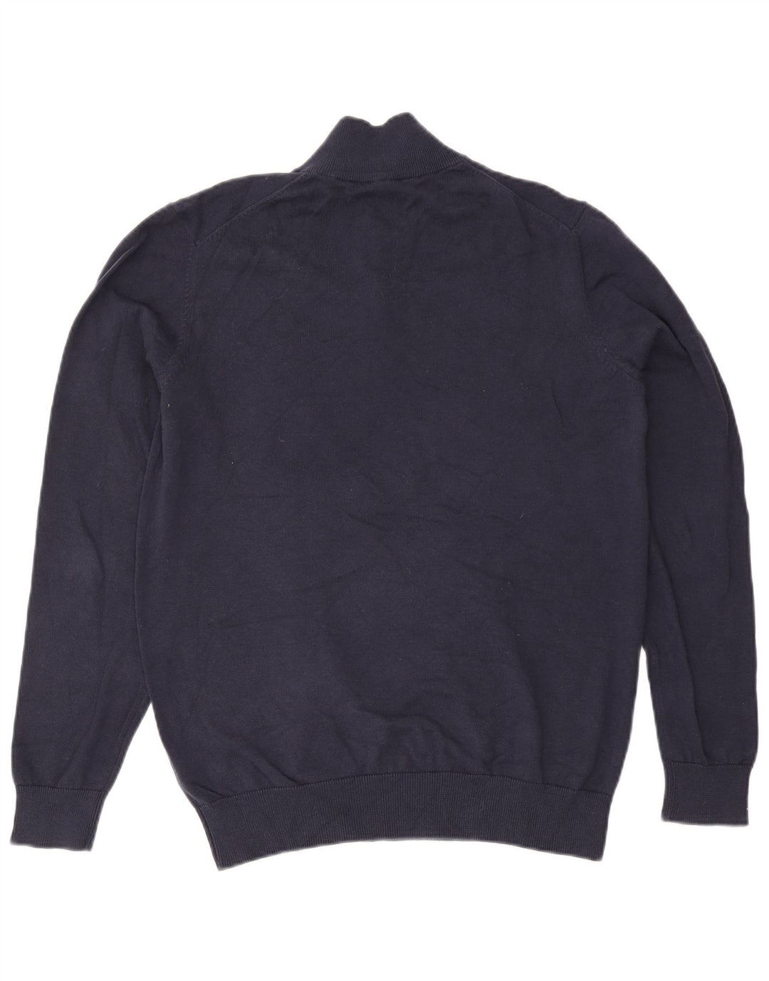 Crew Clothing Mens Zip Neck Jumper Sweater Large Navy Blue Cotton
