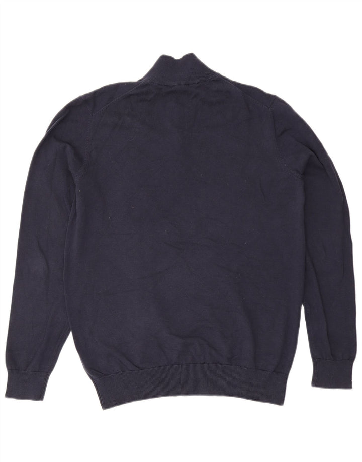 Crew Clothing Mens Zip Neck Jumper Sweater Large Navy Blue Cotton