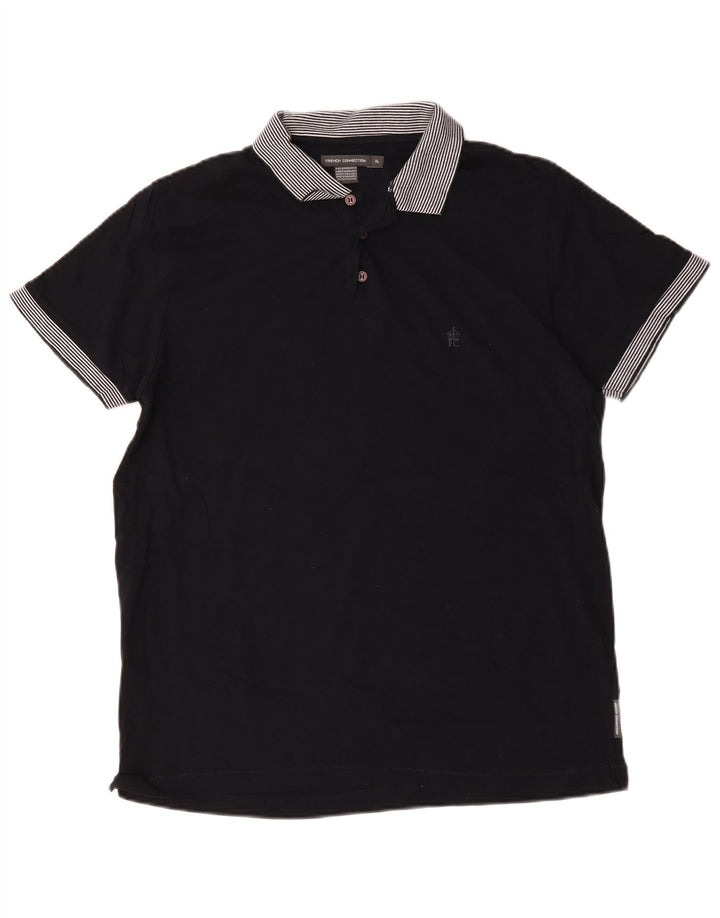 French Connection Mens Polo Shirt XL Navy Blue Cotton