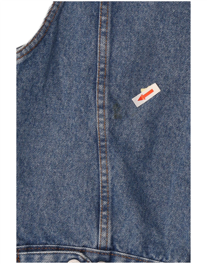 Vintage Womens Crop Denim Gilet UK 8 Small Blue Cotton
