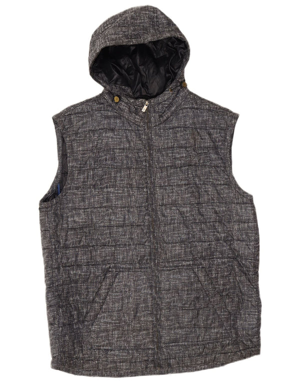 Massimo Dutti Mens Hooded Padded Gilet UK 44 2XL Navy Blue Polychlorid