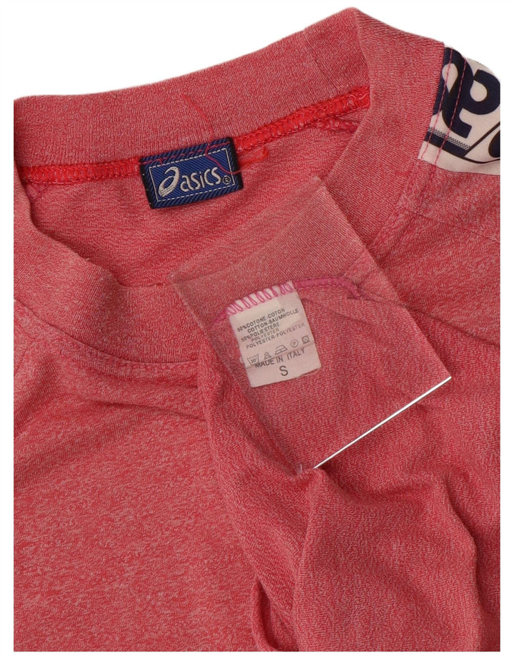 ASICS Mens Graphic T-Shirt Top Small Pink Colourblock Cotton
