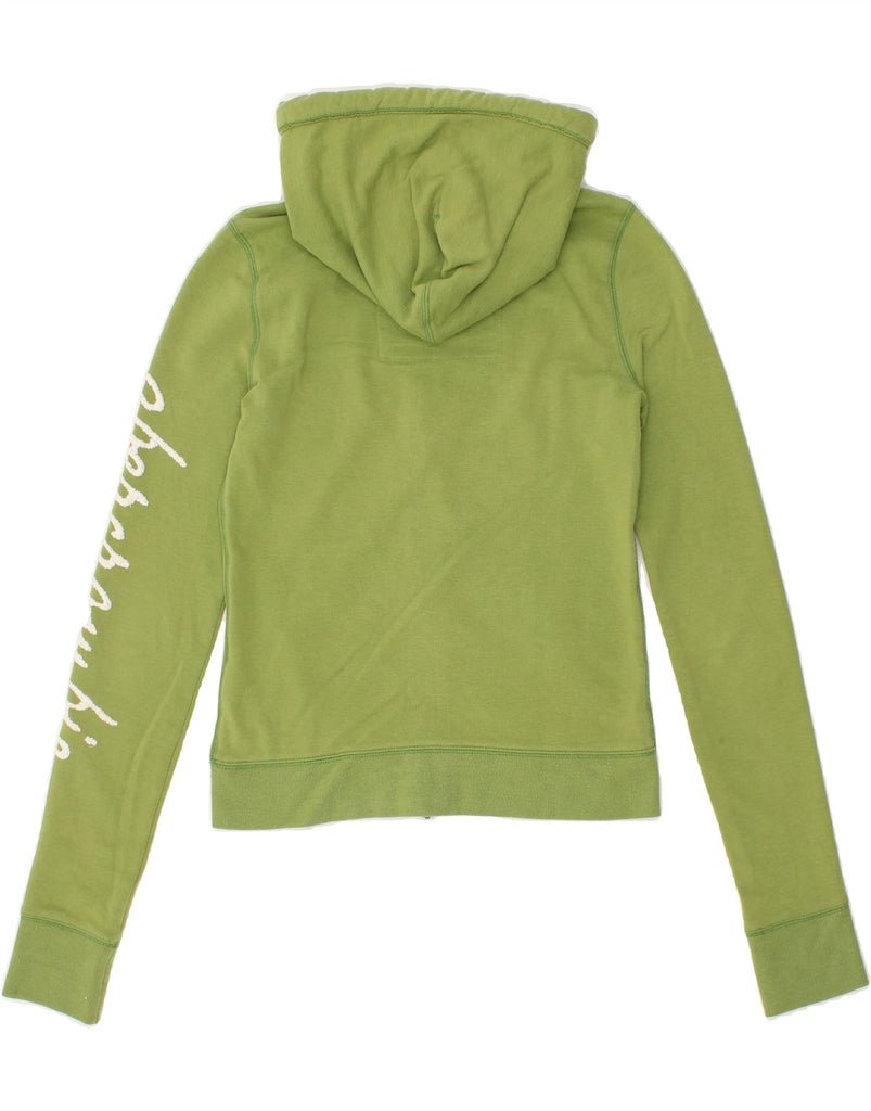 ABERCROMBIE & FITCH Womens Graphic Zip Hoodie Sweater UK 8 Small Green | Vintage Abercrombie & Fitch | Thrift | Second-Hand Abercrombie & Fitch | Used Clothing | Messina Hembry 