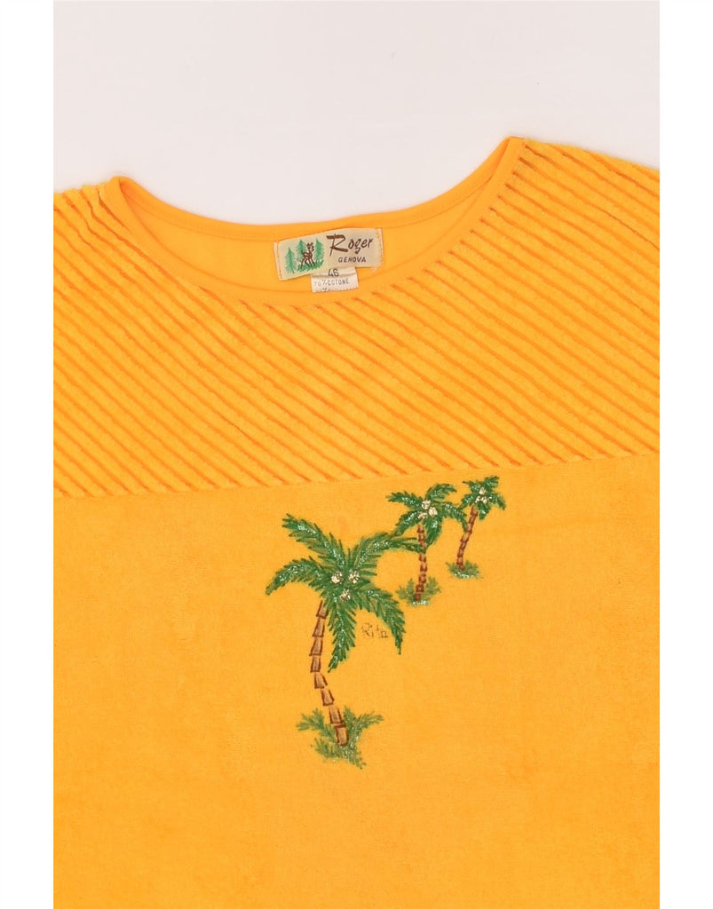 VINTAGE Womens Graphic T-Shirt Top IT 46 Large Yellow Cotton | Vintage Vintage | Thrift | Second-Hand Vintage | Used Clothing | Messina Hembry 