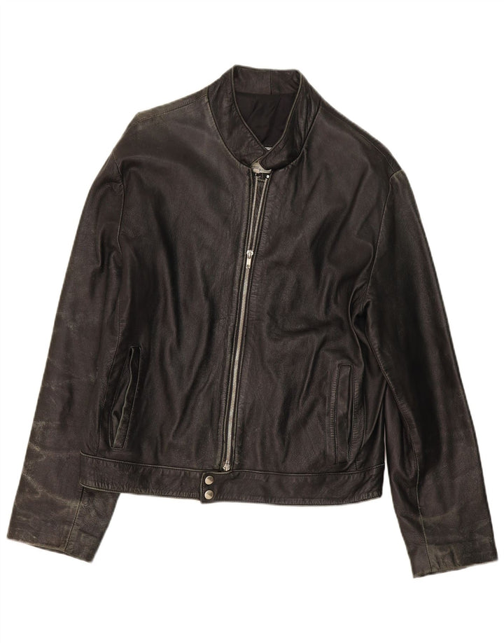 Vintage Mens Leather Jacket UK 38 Medium Black Leather