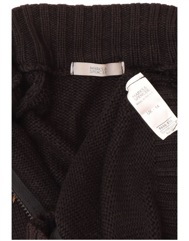 Marks & Spencer Womens Cardigan Sweater UK 14 Medium Black Acrylic