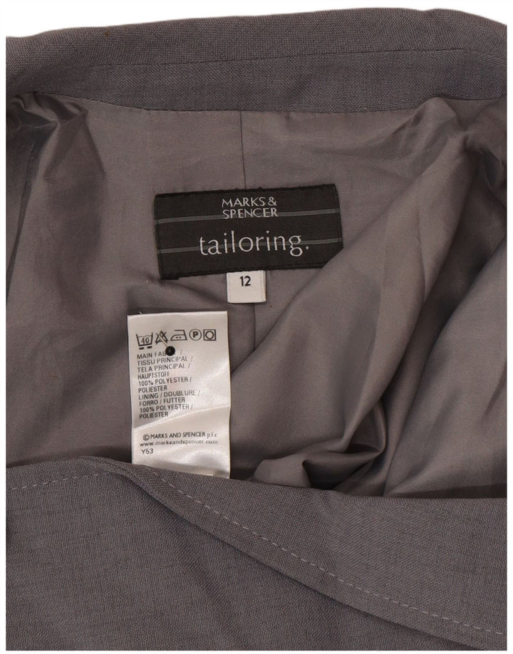 Marks & Spencer Womens 1 Button Blazer Jacket UK 12 Medium Grey Polyester
